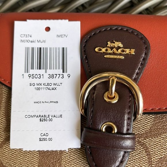 Coach Kleo Wallet In Signature Canvas Khaki Multi - Picture 4 of 16